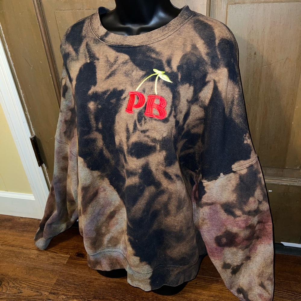 Playboy PacSun Black Tan Custom Acid Wash Long Sleeve Red Cherry Logo Size S - Picture 6 of 12